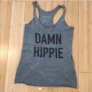 Nomadix grey racerback “Damn Hippie” tank top (Size small)